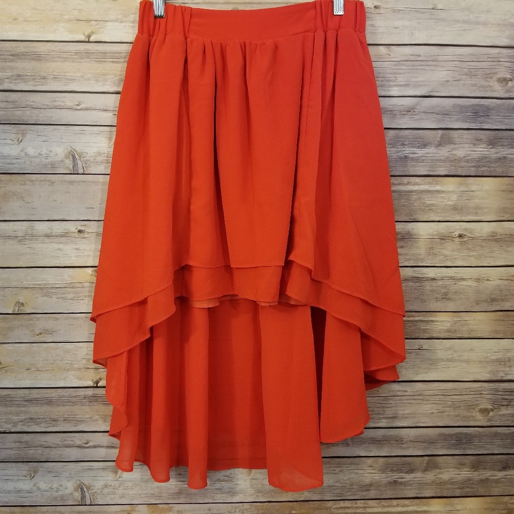 UO Staring at Stars ❤ Tomatoe Red High Low Skirt